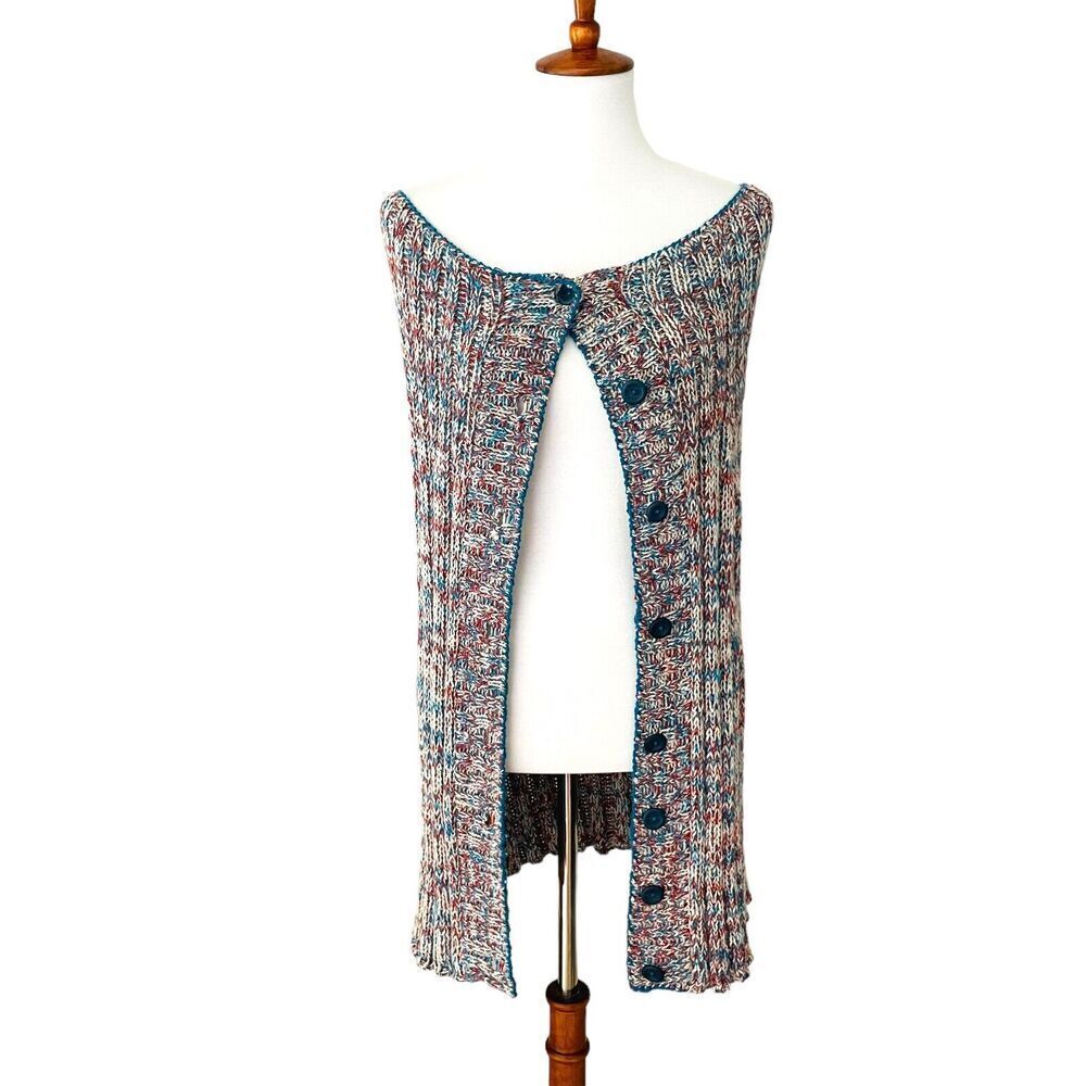 Alpaka's de Cribaggi Baby Alpaca Wool Cable Knit Button Front Poncho One Size
